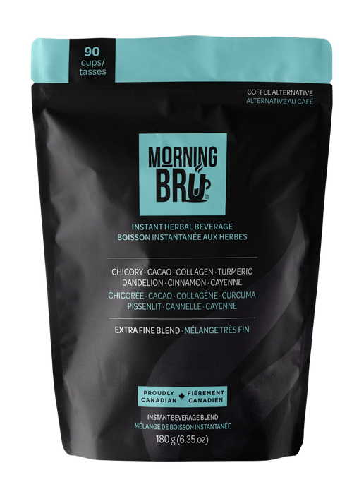 Morning Bru Instant Herbal Beverage – Chicory, Cacao, Collagen, Turmeric, Dandelion, Cinnamon & Cayenne (180g)