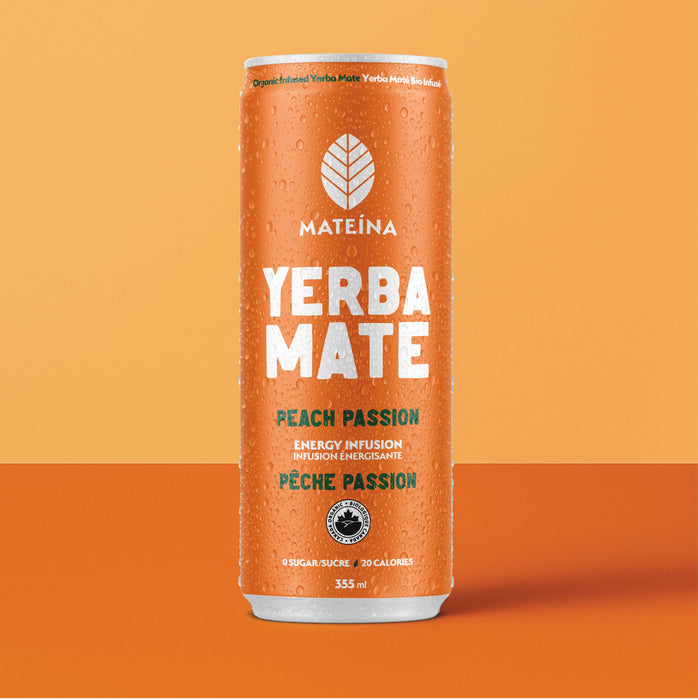 Mateina Yerba Mate  – Peach Passion, Organic Sparkling Tea (355ml)