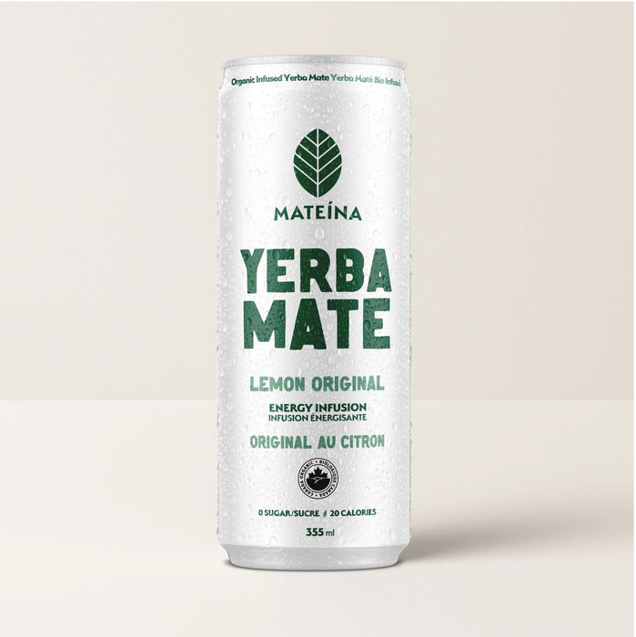 Mateina Yerba Mate  – Lemon Original, Organic Sparkling Tea (355ml)