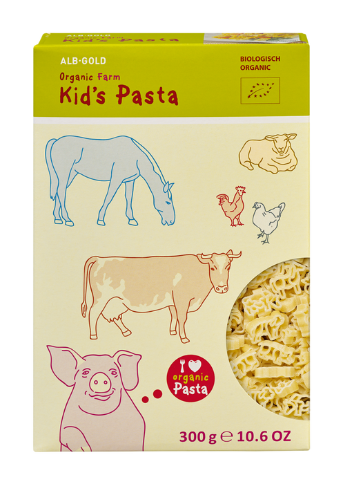 Alb-Gold Organic Farm Kids Pasta - Fun Farm Animal Shapes, Non-GMO (300g)