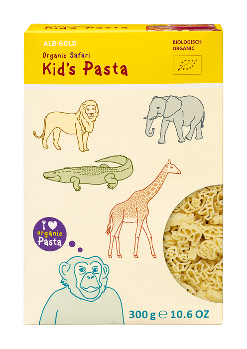 Alb-Gold Organic Safari Kids Pasta - Fun Animal Shapes, Non-GMO (300g)
