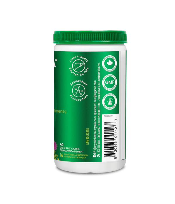 Organika Digest Greens - Superfood Powder with NAC & Milk Thistle, Pineapple Punch Flavour (340g)