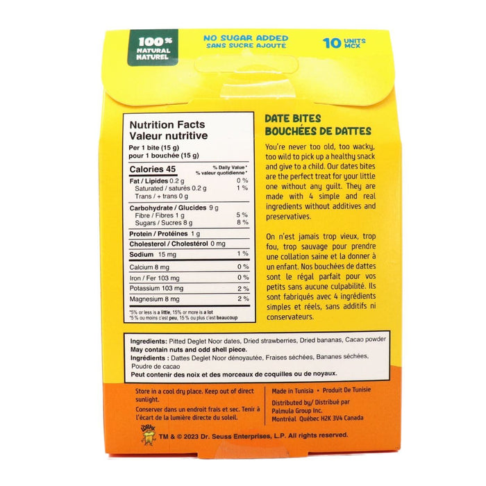 Dr. Seuss Date Bites, GF, Peanut Free, Non Gmo:  Strawberry Banana 150g