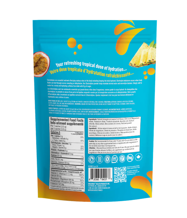 Organika Electrolytes Powder Sachets Pineaple Passion Flavour 20 sachets