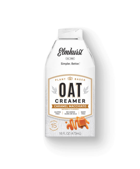 Elmhurst Plant Based Oat Creamer, Non Dairy Caramel Macchiato 473ml