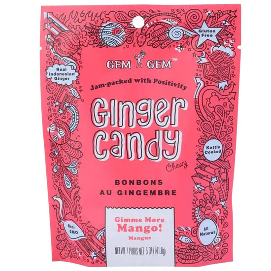 Gem Gem Ginger Candy - Mango Ginger Chews Made with Real Ginger (100g)