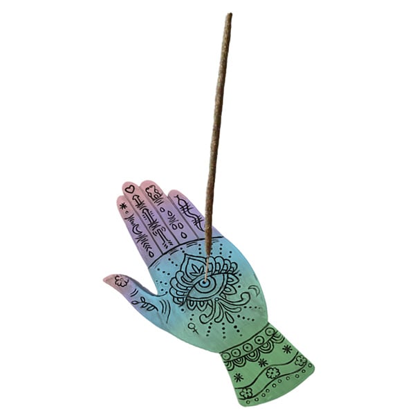 Nature's Expression Incense Holder Hand with Eye Multi-Color