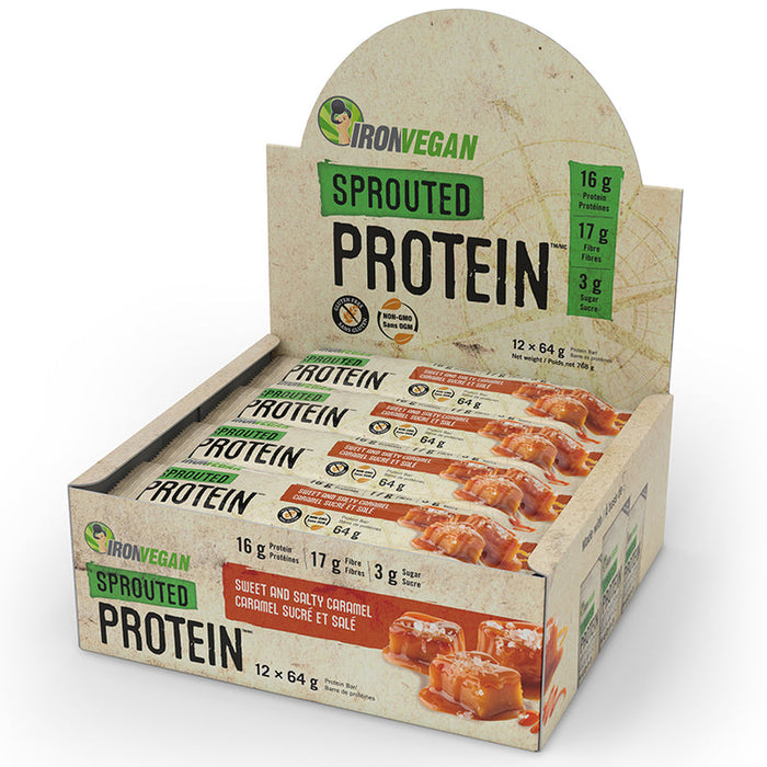 Iron Vegan Sprouted Protein Bar - Salted Caramel (box of 12)
