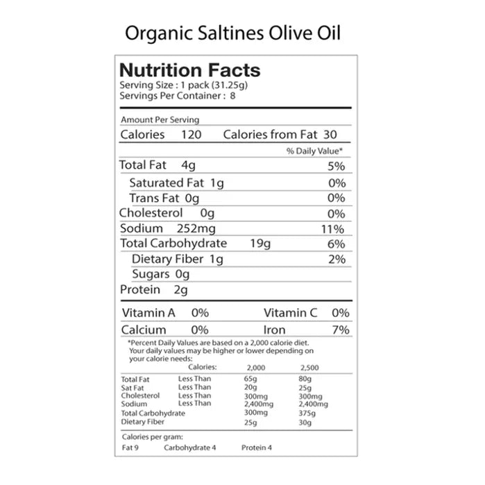 Suzie's Organic Saltine Crackers Extra Virgin Olive Oil 250g