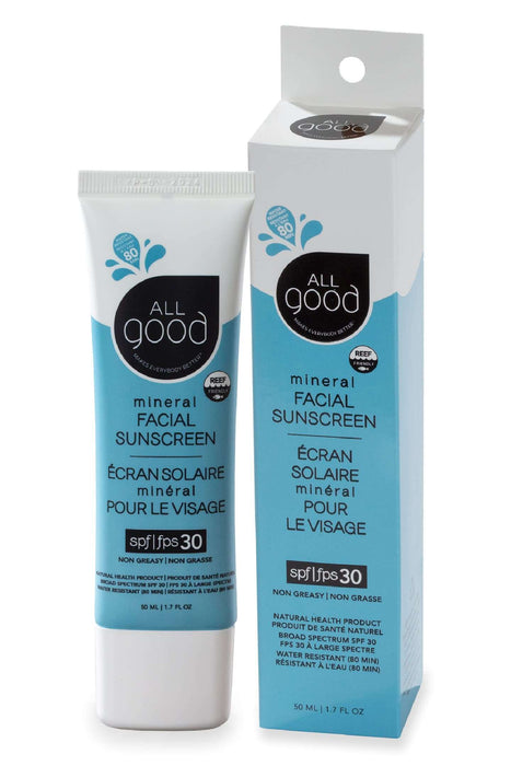 All Good Mineral Facial Sunscreen SPF 30 - Lightweight & Non-Greasy 50ml