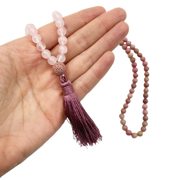 Nature's Expression Mala Beads Rose Quartz + Rhodonite 1each