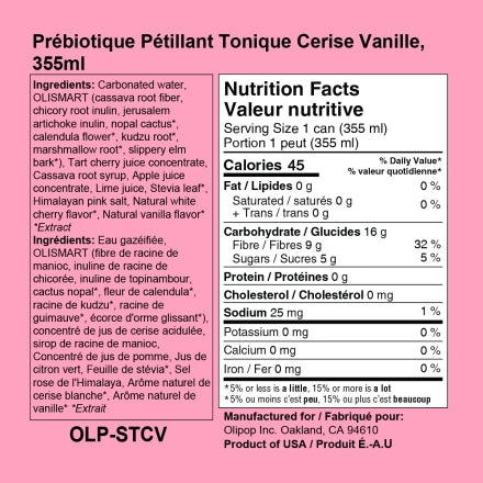 OLIPOP Cherry Vanilla – Sparkling Prebiotic Soda (355ml)