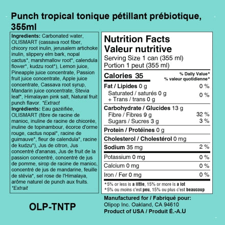 OLIPOP Tropical Punch – Sparkling Prebiotic Soda (355ml)