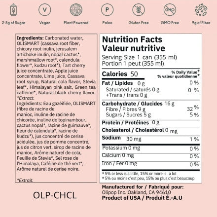 OLIPOP Cherry Cola – Sparkling Prebiotic Soda (355ml)