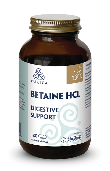 Purica Betaine HCL Digestive Support - Helps to Support Liver Function and Digestion. 180 vcaps
