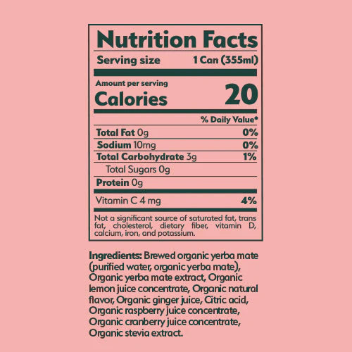 Mateina Yerba Mate  – Raspberry Yuzu, Organic Sparkling Tea (355ml)