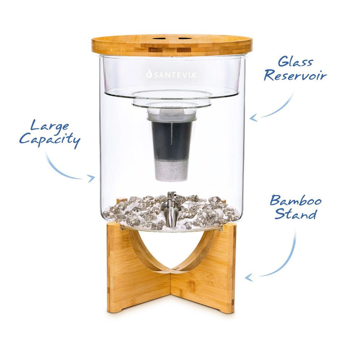 Santevia Glass with Bamboo Water System Mineralized Alkaline 1 SYSTEM
