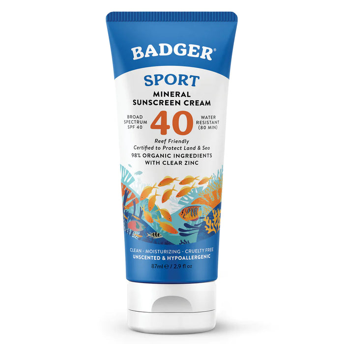 Badger Sport SPF 40 Broad Spectrum Unscented Sunscreen 87ml