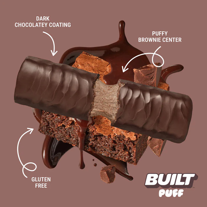Built Bar Brownie Batter Puff – Chocolate Protein Bars with Marshmallow Center (12x40g)