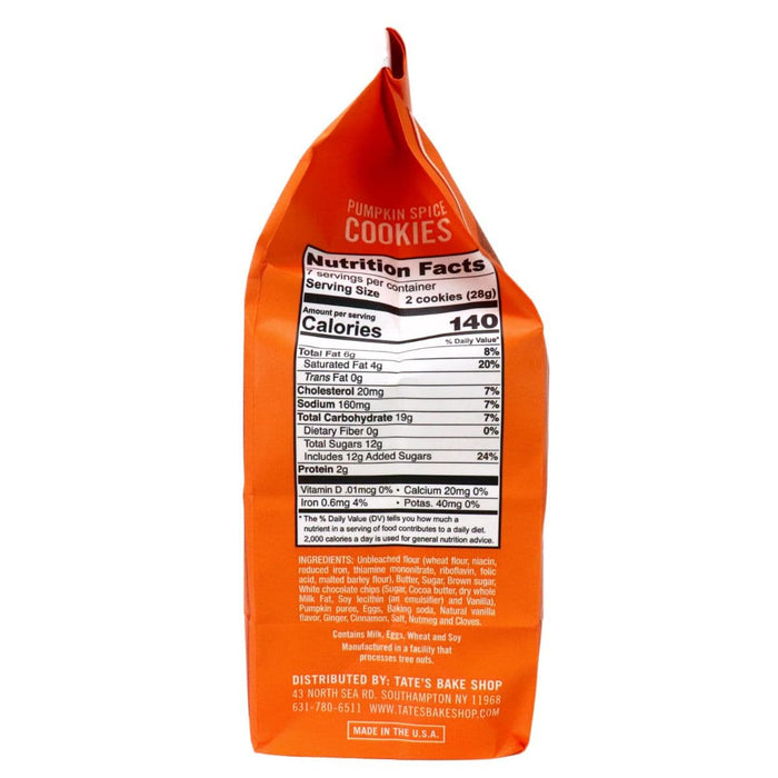 Tate's Bake Shop Pumpkin Spice Cookies – With White Chocolate Chips (184g)