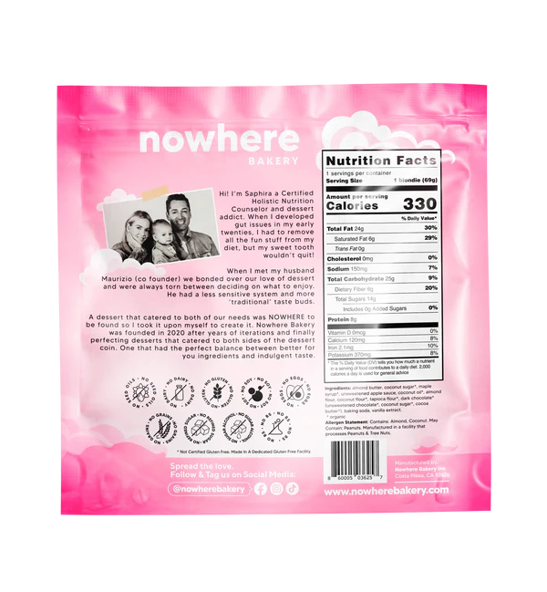 Nowhere Bakery The Blondie – Vegan, Gluten-Free Dessert Bar (69g)