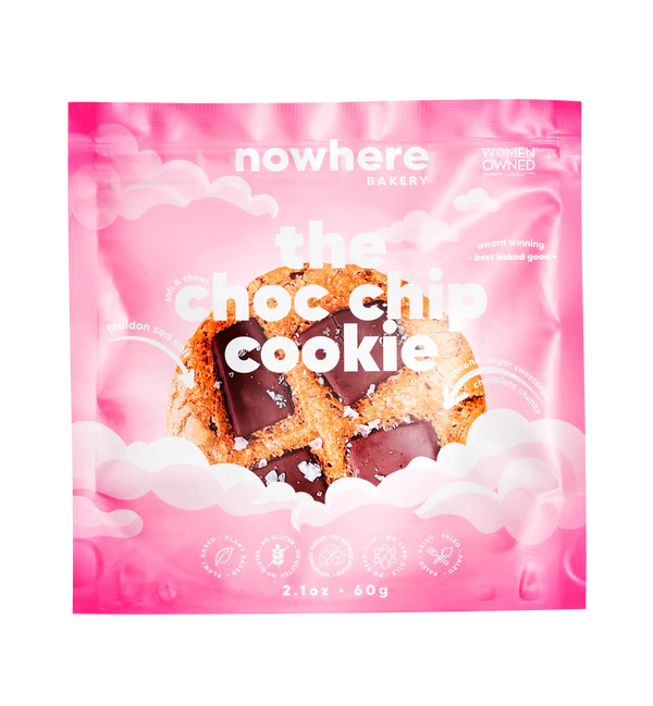 Nowhere Bakery The Choc Chip Cookie – Plant-Based, Gluten-Free Soft-Baked Cookie (60g)