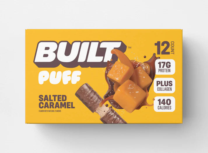 Built Bar Salted Caramel Puff – Protein Bars with Marshmallow Center (12x40g)