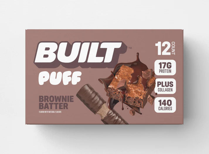 Built Bar Brownie Batter Puff – Chocolate Protein Bars with Marshmallow Center (12x40g)