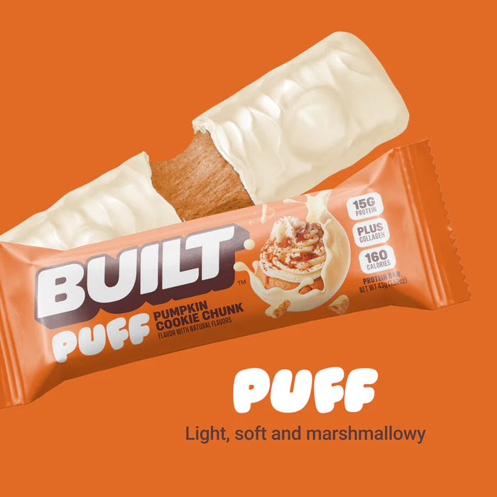 Built Puff Pumpkin Cookie Chunk – Seasonal Protein Bar, Marshmallow Texture (12x40g)