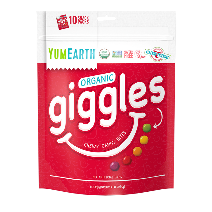 Yum Earth Organic Giggles Chewy Candy Bites 10 snack packs