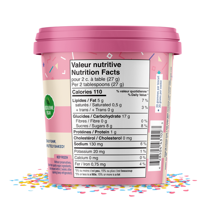 Yummy Doh Vegan Raw Cookie Dough, Strawberry Confetti 400g