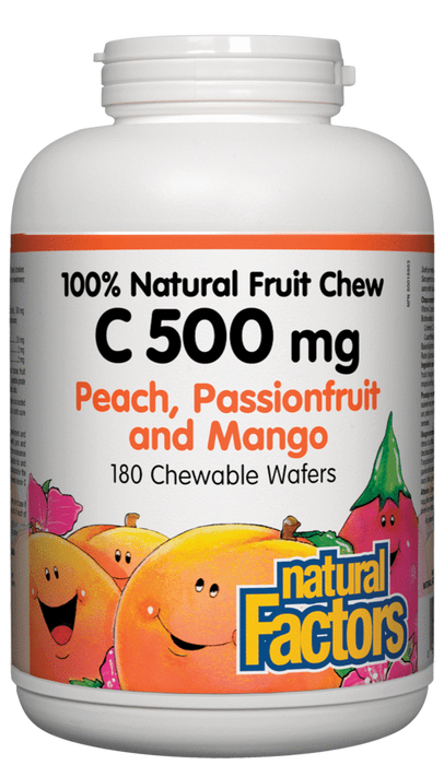 Natural Factors - Vitamin C Natural Fruit Chew (Peach, Passionfruit, Mango) 90 Chewables