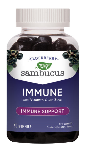 Nature's Way Sambucus Standardized Elderberry Gummies - Original Cold and Flu Care 60 GUMMIES