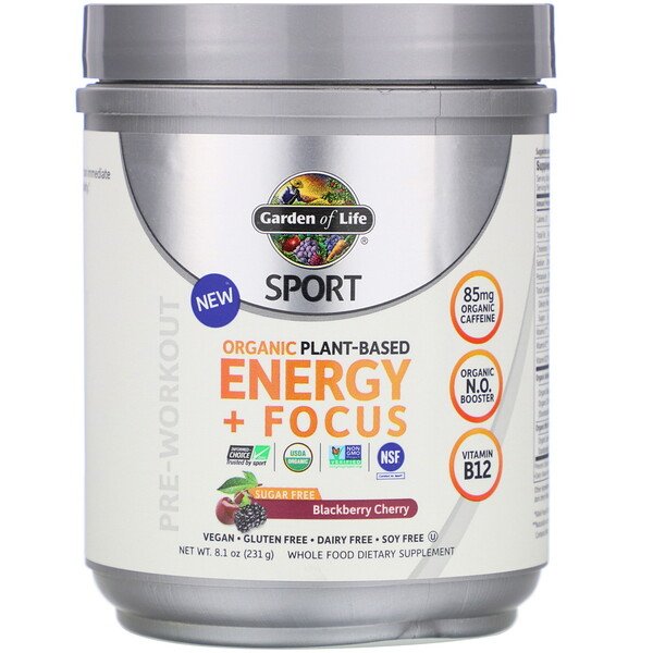 Garden of Life Sport - Organic Plant-Based Energy + Focus - Blackberry Cherry Flavour 231g
