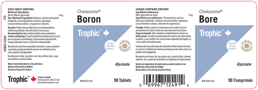 Trophic Boron Chelazome Glycinate 90 Tablets