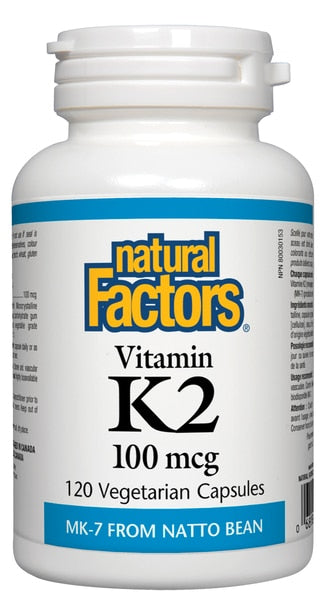 Natural Factors Vitamin K2 MK-7 From Natto Bean 120 Vegecaps