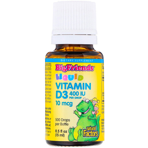 Natural Factors - Big Friends Vitamin D3 Liquid (400IU per drop) 500drops