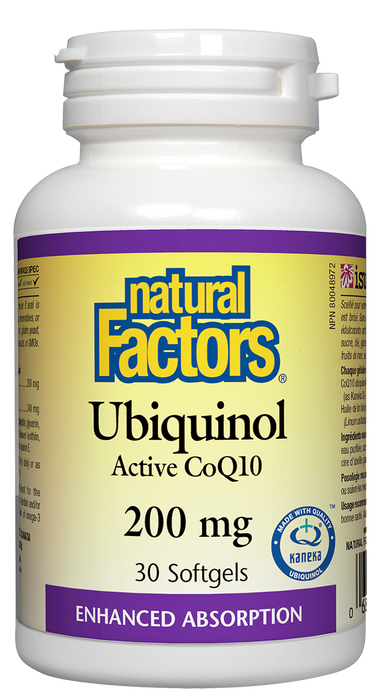 Natural Factors Unbiquinol Active CoQ10 200mg 30 Capsules