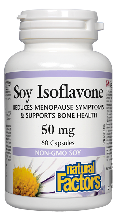 Natural Factors - Soy Isoflavone 50mg (Reduces Menopause Symptoms & Supports Bone Health) 60 Capsules