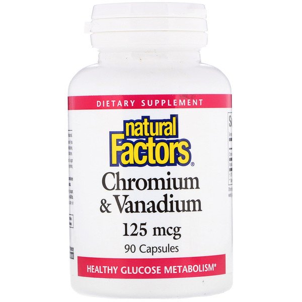Natural Factors - Chromium & Vanadium 125mcg 90 Capsules