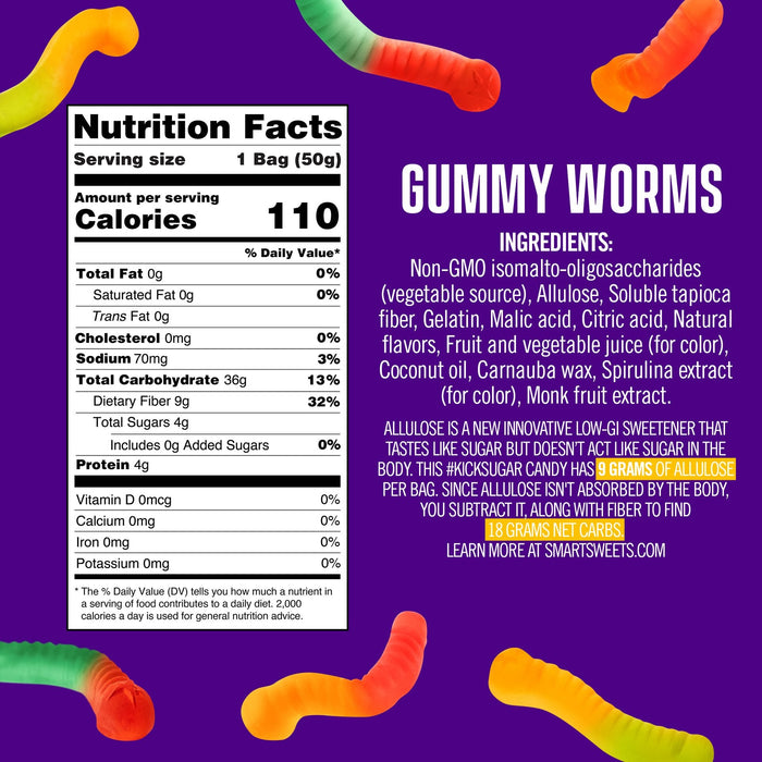 Smart sweets gummy worms 50G