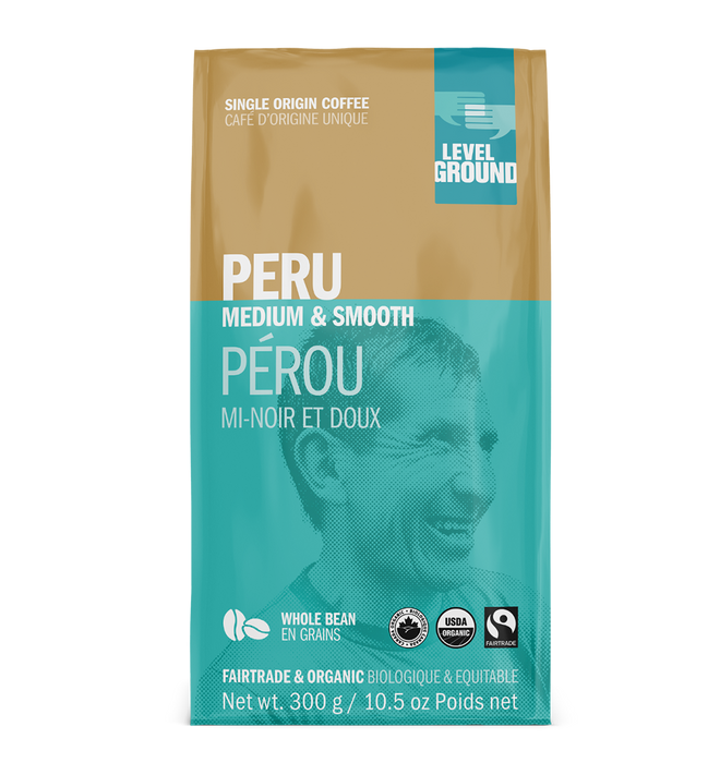 Level Ground Trading Peru Coffee Medium & Smooth Organic Ground - Single Origin, Fair Trade. 300g