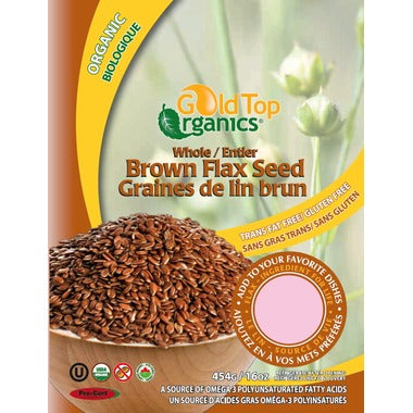 Gold Top Organics Whole Brown Flax Seed - Source of Omega 3 454g