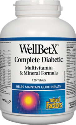 Natural Factors - WellBetX Complete Diabetic Multivitamin & Mineral Formula 120 Tablets