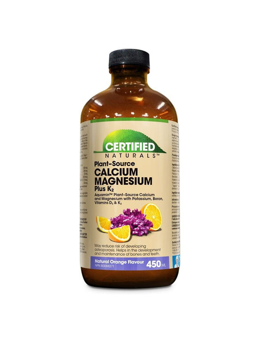 Certified Naturals Plant Source Calcium MAgnesium Plus K2 May Reduce Risk of Developing Osteporosis Orange 450ml