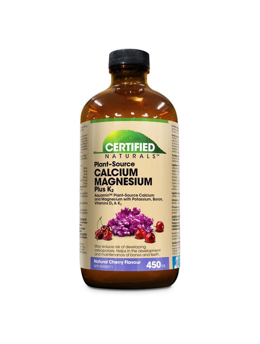 Certified Naturals Plant Source Calcium MAgnesium Plus K2 May Reduce Risk of Developing Osteporosis Cherry 450ml