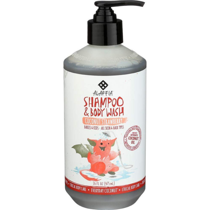 Alaffia Kids Shampoo and Body Wash - Coconut Strawberry 475ML