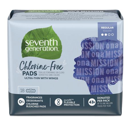 Seventh Generation Chlorine Free Pads - Ultra Thin with Wings - Regular 18pads