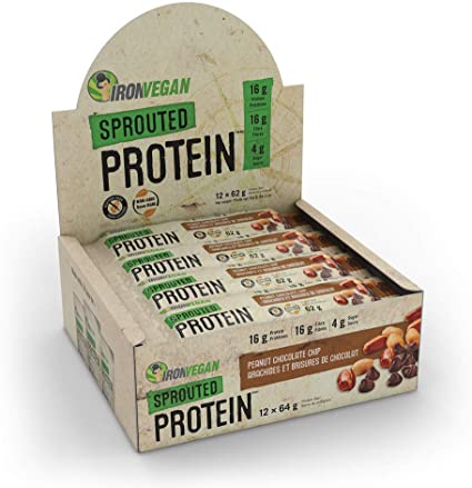 IronVegan Sprouted Protein Bars - Peanut Chocolate Chip Box of 12