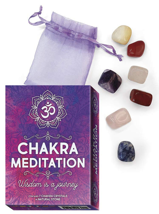 Chakra Meditation Wisdom is a Journey Oracle Deck with 7 Chakra Crystal in Natural Stone